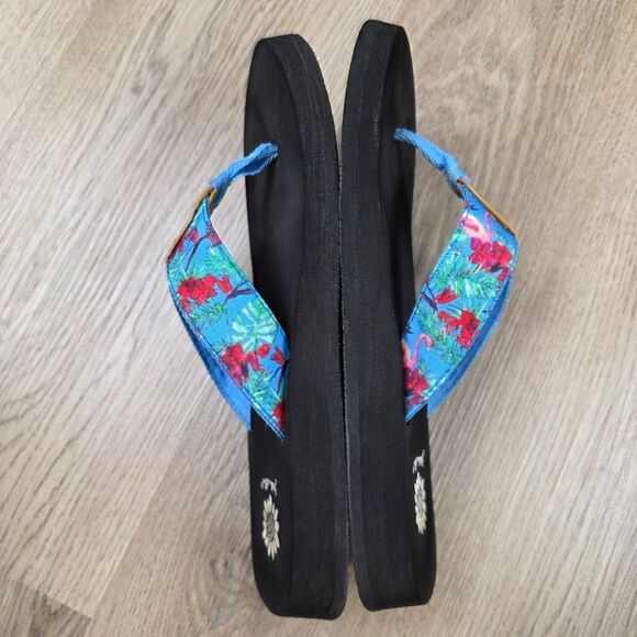 Yellow Box Flamengo Tropical Patern Flip Flop Sandals Size 10 - Picture 5 of 9